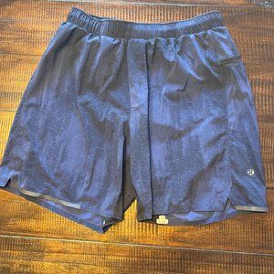Men’s Blue Lululemon Shorts, Zig Zag Pattern, Size M